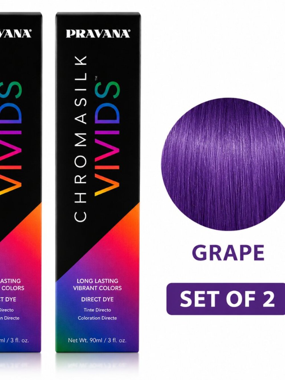 Pravana ChromaSilk Vivids Grape Hair Color Set of 2 | Semi-Permanent Direct Dye